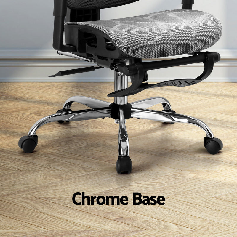 Ergonomic High Back Office Chair with Footrest Grey Mesh