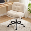 Criss Cross Wide Seat Office Desk Chair with Bouclé Fabric and Adjustable Height - Beige