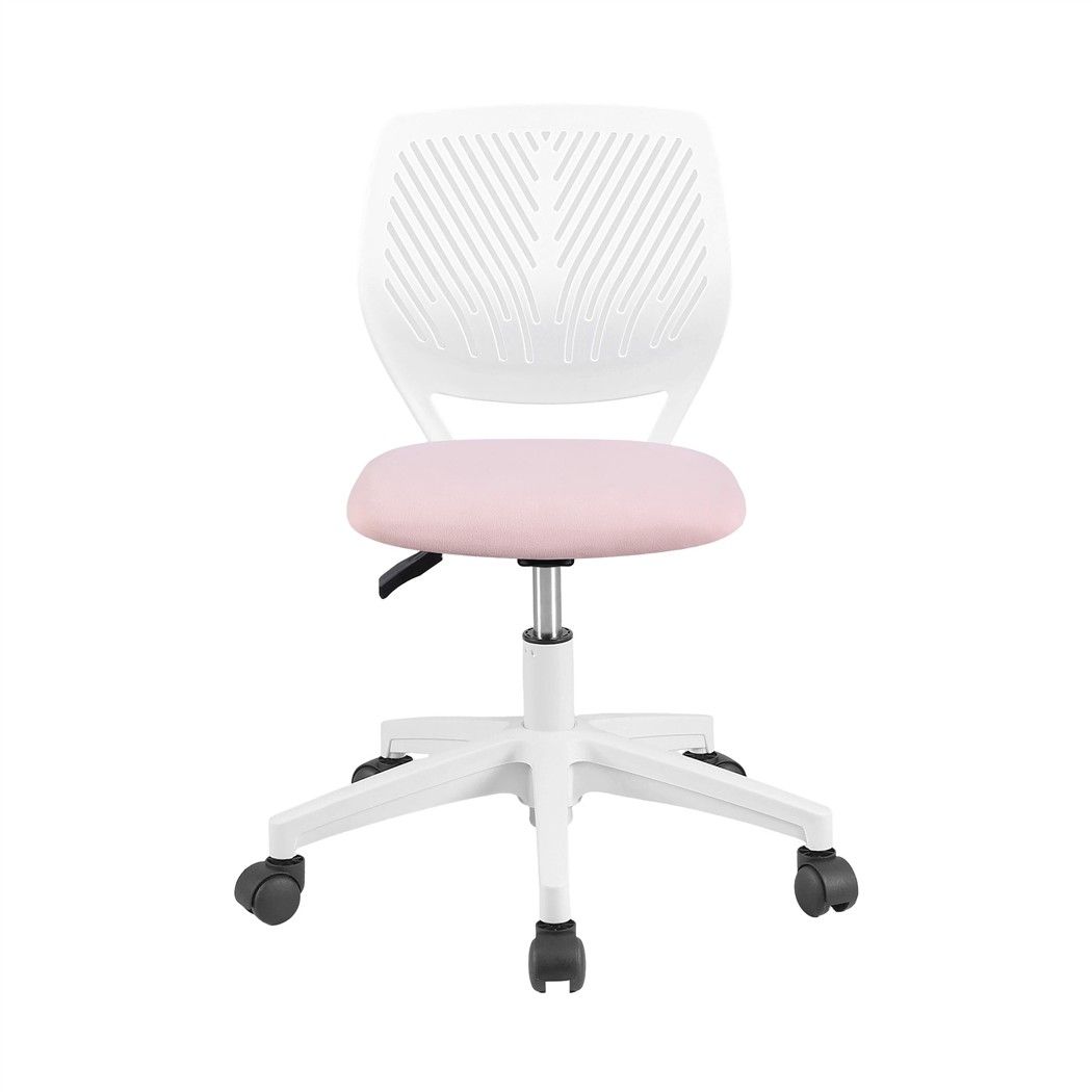 Ergonomic Armless Office Study Chair Height Adjustable for Teens - Pink
