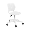 Ergonomic Armless Office Study Chair Height Adjustable for Teens - White