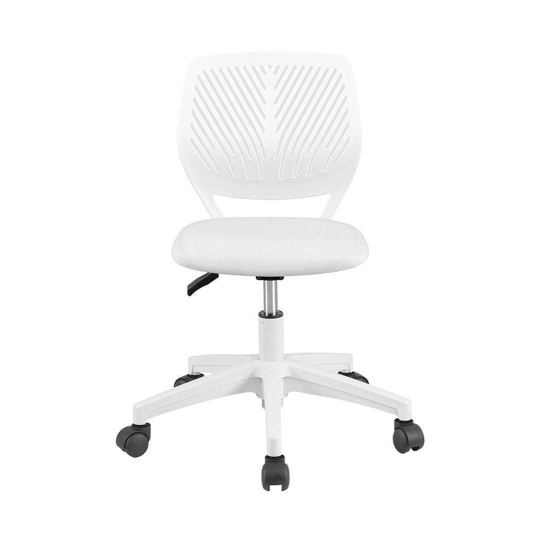Ergonomic Armless Office Study Chair Height Adjustable for Teens - White