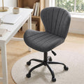 Ergonomic Armless Height Adjustable Office Chair Fabric Seat - Dark Grey