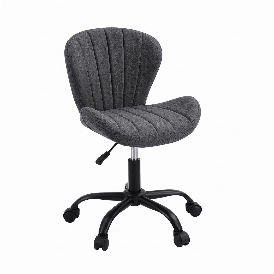 Ergonomic Armless Height Adjustable Office Chair Fabric Seat - Dark Grey