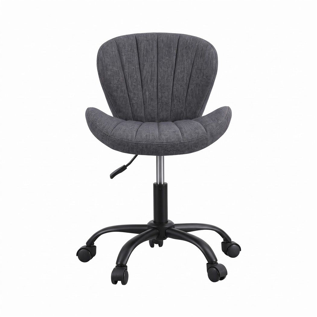Ergonomic Armless Height Adjustable Office Chair Fabric Seat - Dark Grey