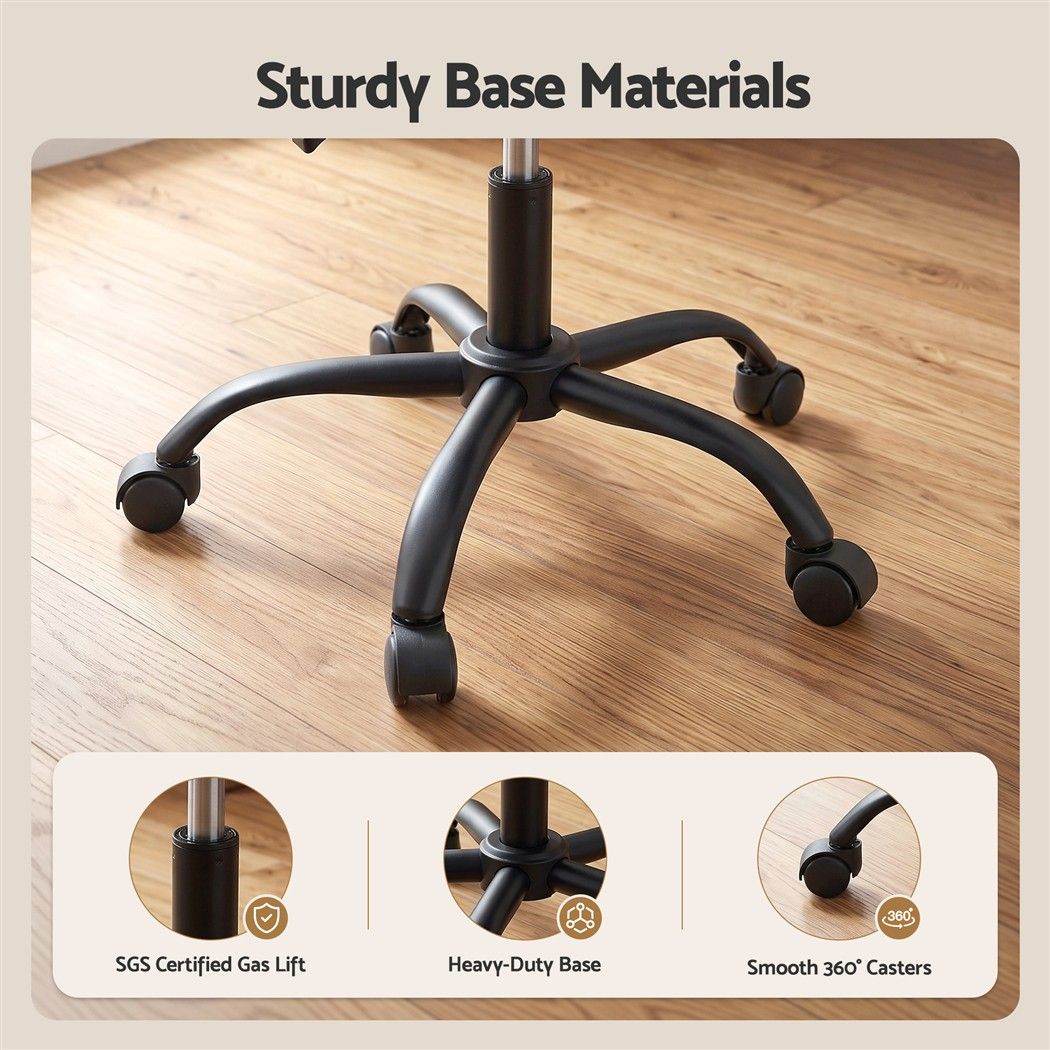Ergonomic Armless Height Adjustable Office Chair Fabric Seat - Dark Grey
