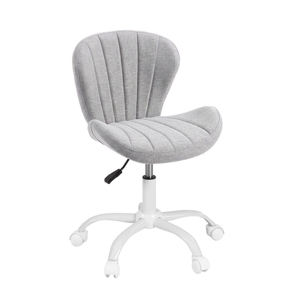 Ergonomic Armless Height Adjustable Office Desk Chair Fabric - Light Grey