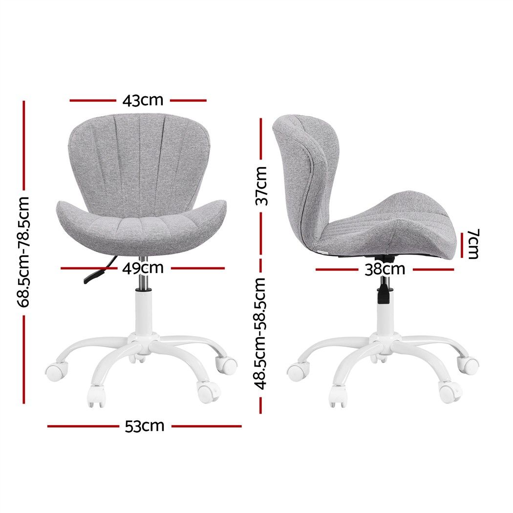Ergonomic Armless Height Adjustable Office Desk Chair Fabric - Light Grey
