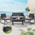 4 Piece Outdoor Wicker Furniture Set With Cover
