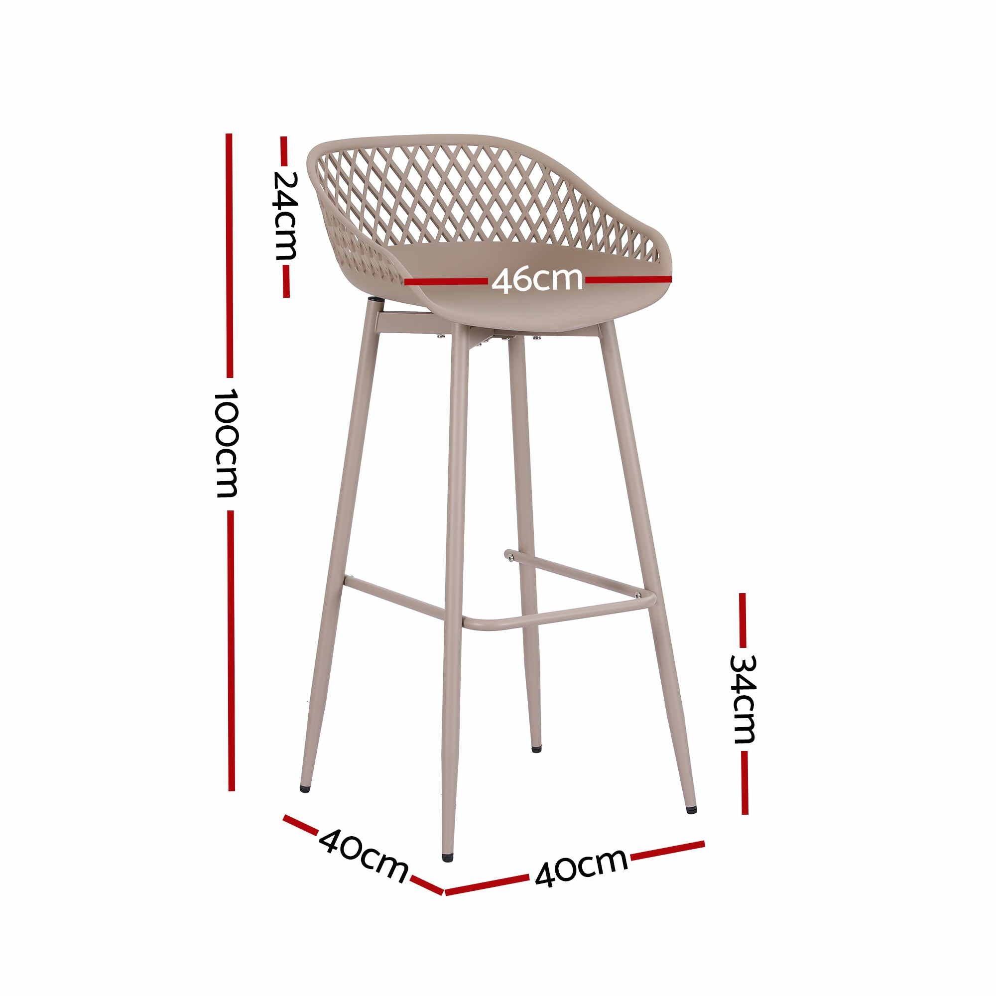 2PC Outdoor Bar Stools Plastic Metal Dining Chair Patio Furniture Coffee