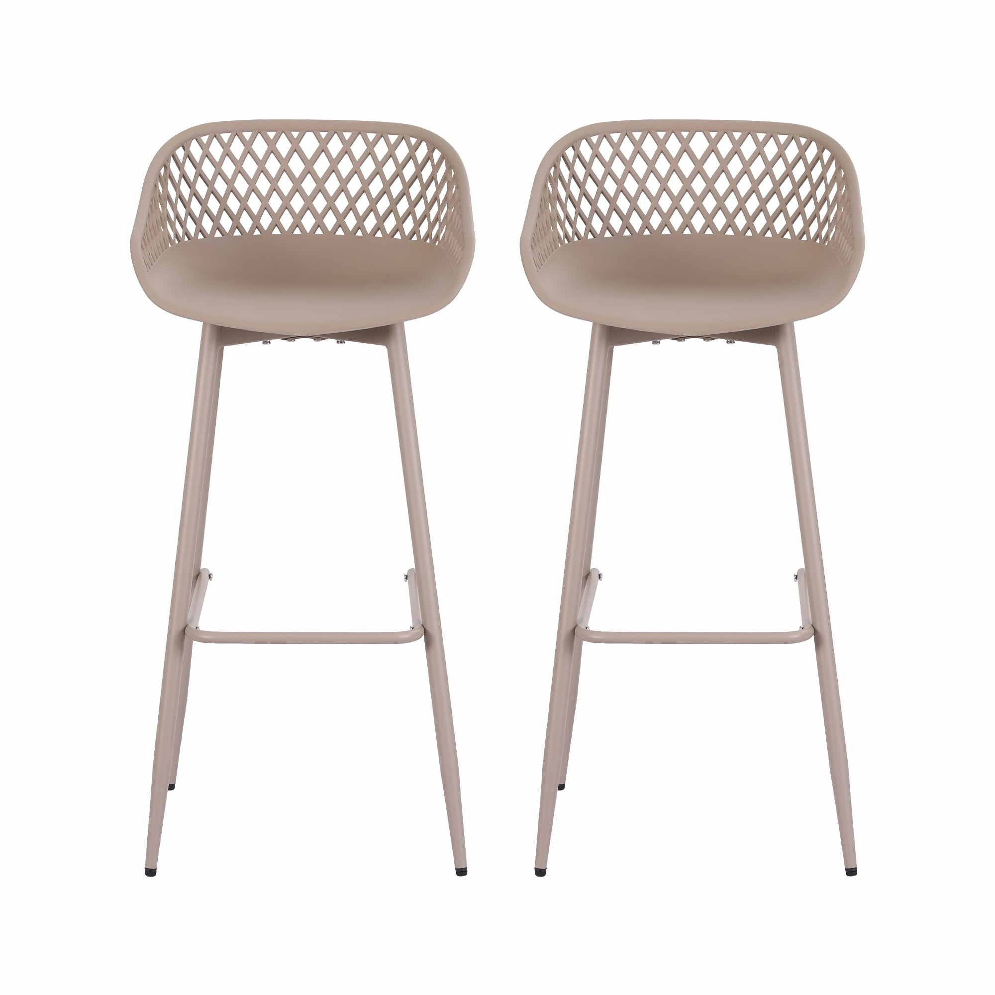 2PC Outdoor Bar Stools Plastic Metal Dining Chair Patio Furniture Coffee