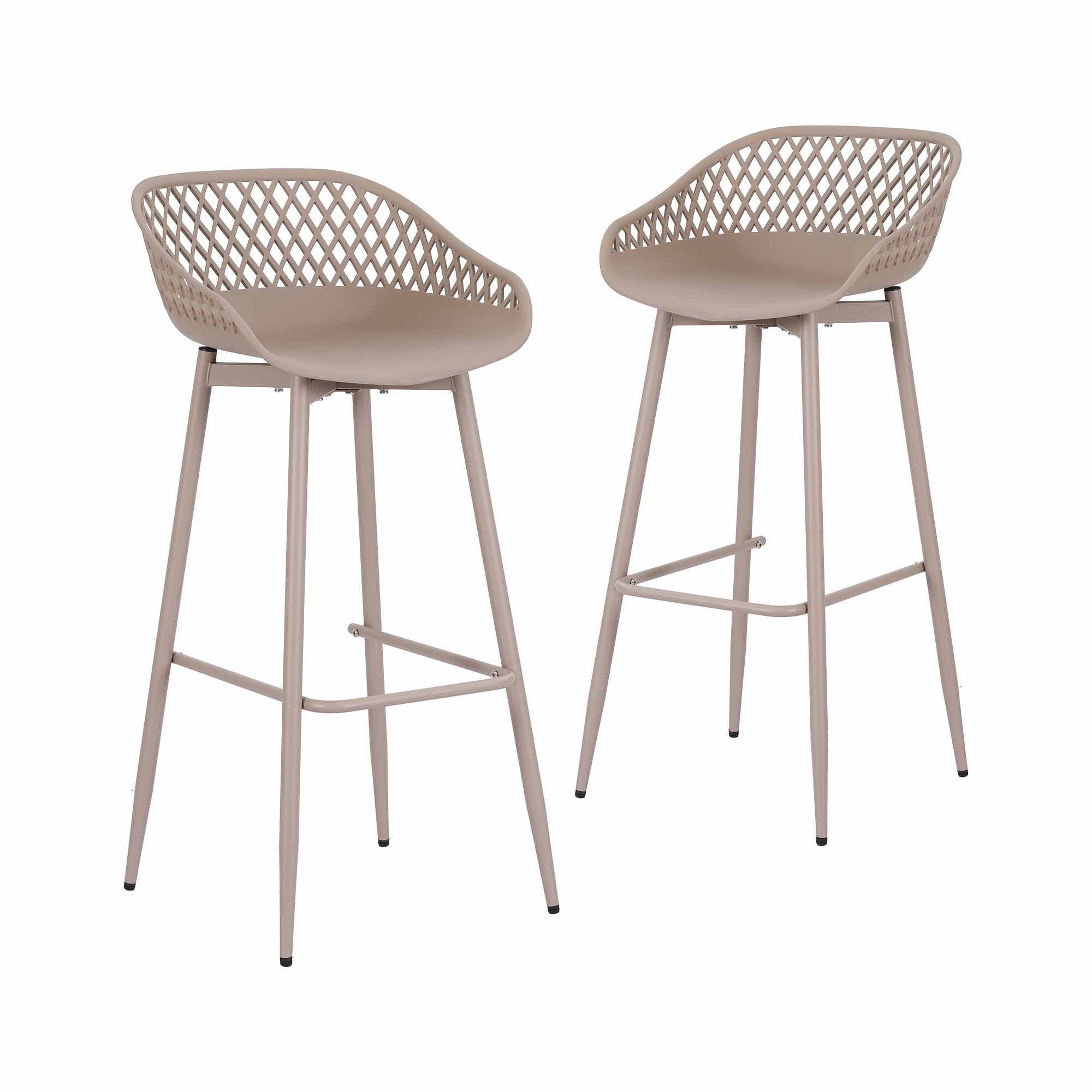 2PC Outdoor Bar Stools Plastic Metal Dining Chair Patio Furniture Coffee