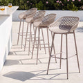 4-Piece Outdoor Bar Stools Plastic Metal Dining Chair Furniture Coffee
