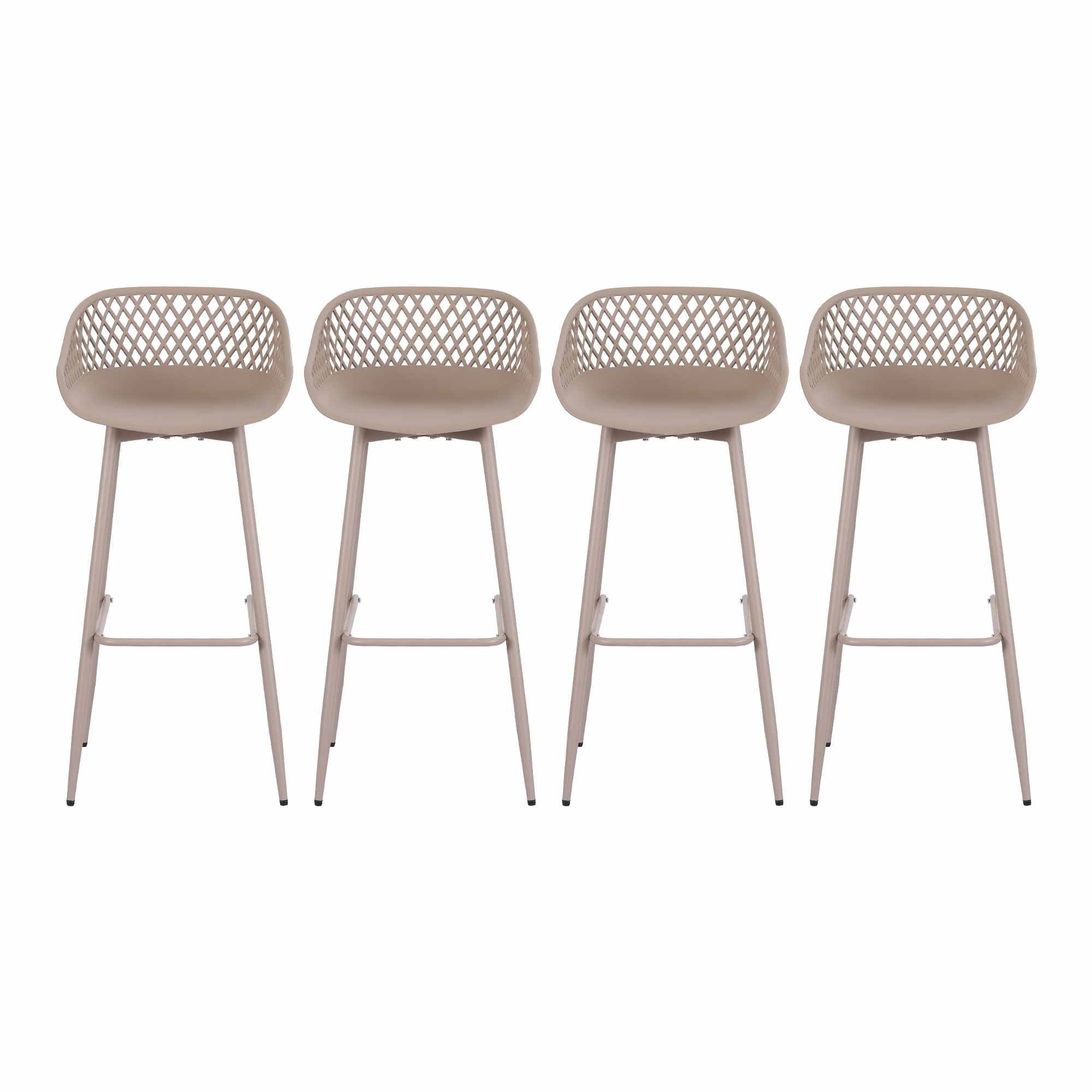 4-Piece Outdoor Bar Stools Plastic Metal Dining Chair Furniture Coffee