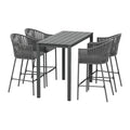 5 Piece Handwoven Rope Outdoor Bar Set - Charcoal