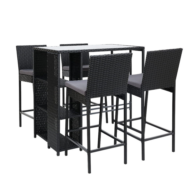 Wicker Bar Set Table & Stools