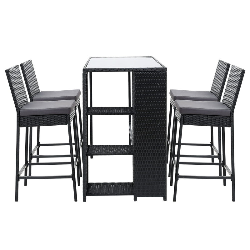 Wicker Bar Set Table & Stools