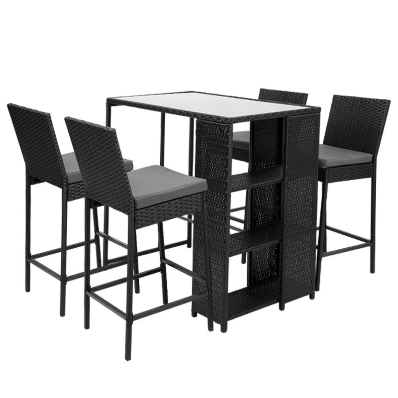 Wicker Bar Set Table & Stools