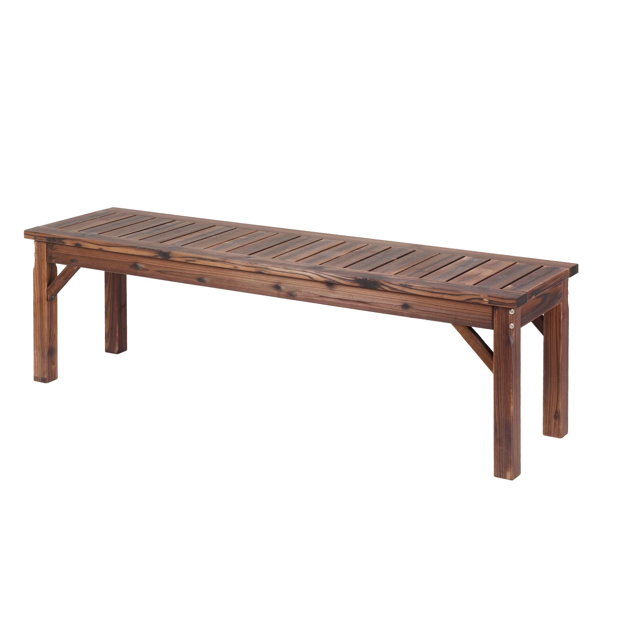 Backless Garden Bench 150cm Solid Fir Wood Seat - Brown