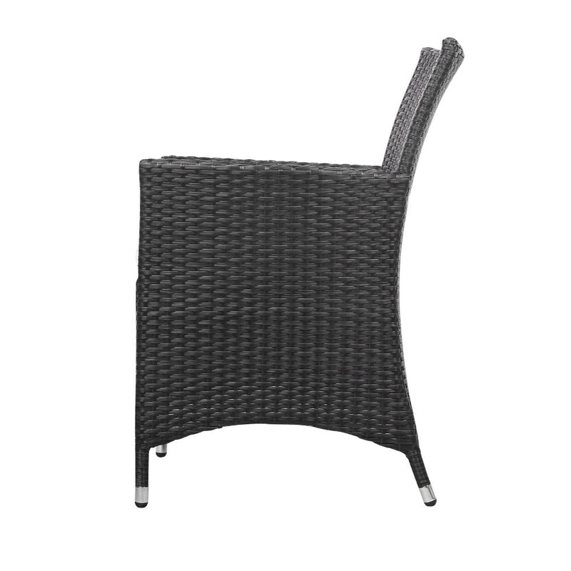 3 Piece Black Wicker Outdoor Furniture Set