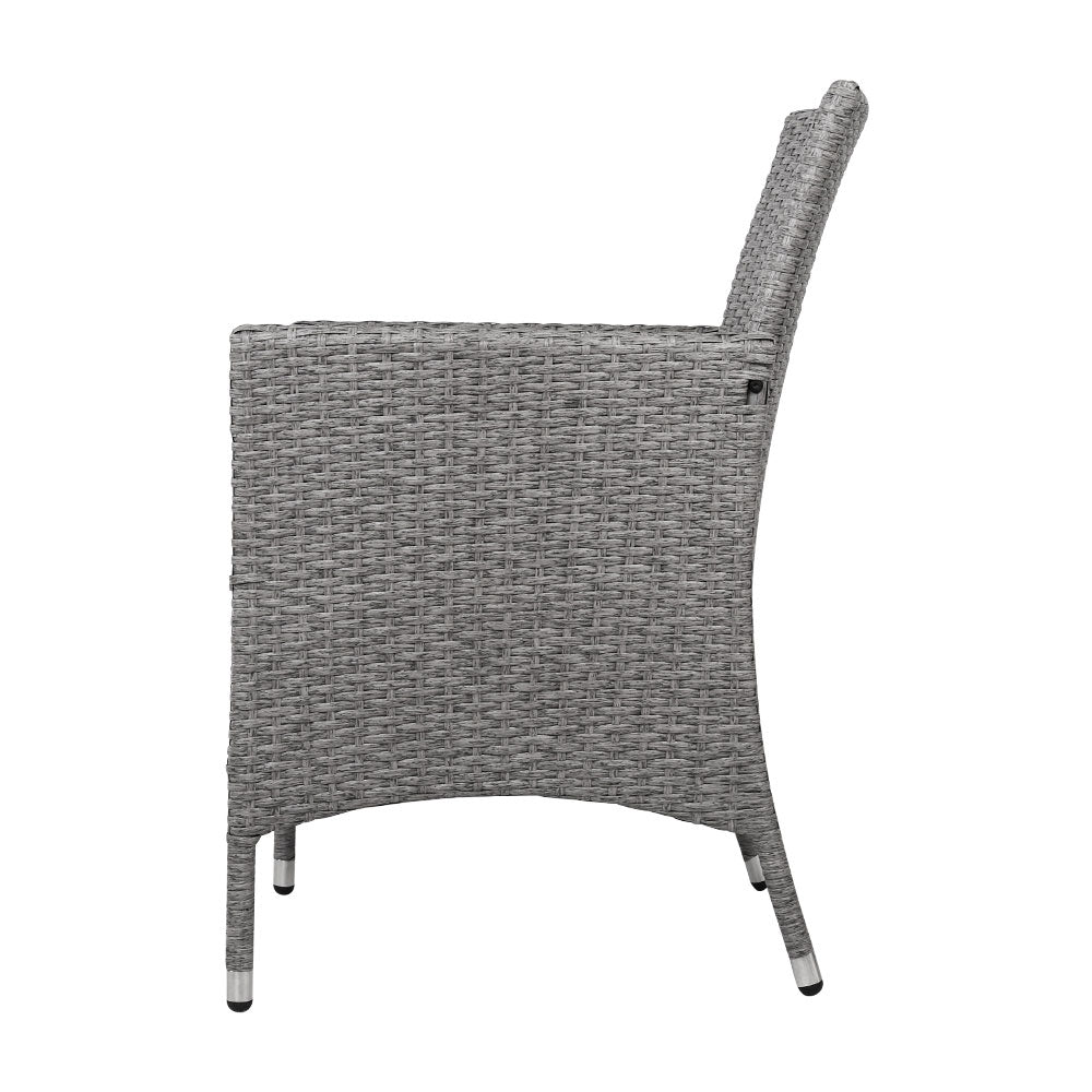 3 Piece Grey Wicker Outdoor Furniture Set