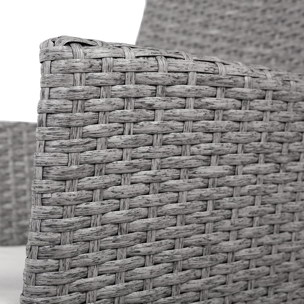 3 Piece Grey Wicker Outdoor Furniture Set