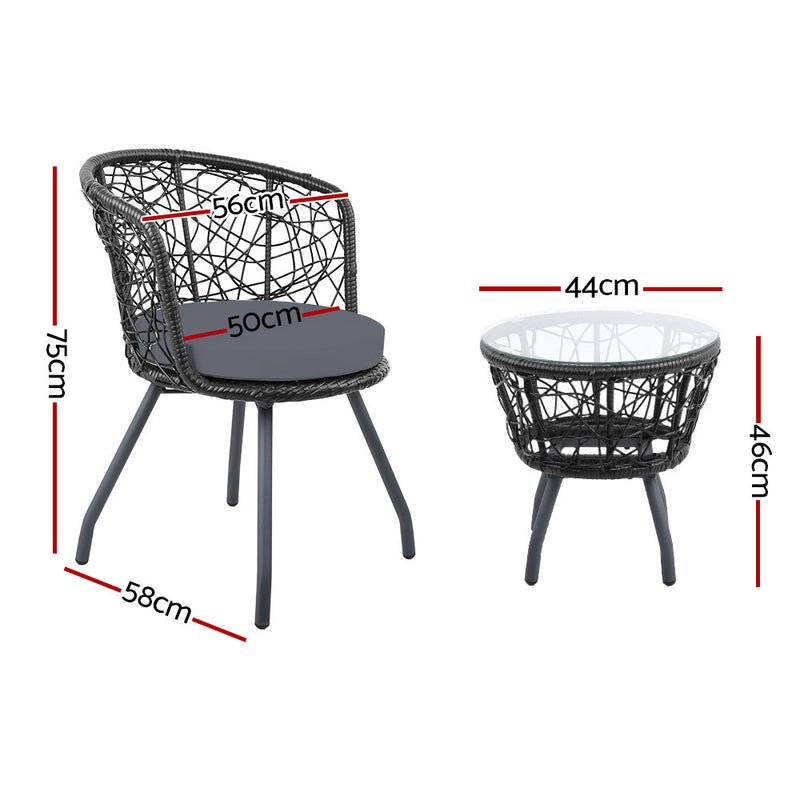 Outdoor Patio Table & Chairs - Black