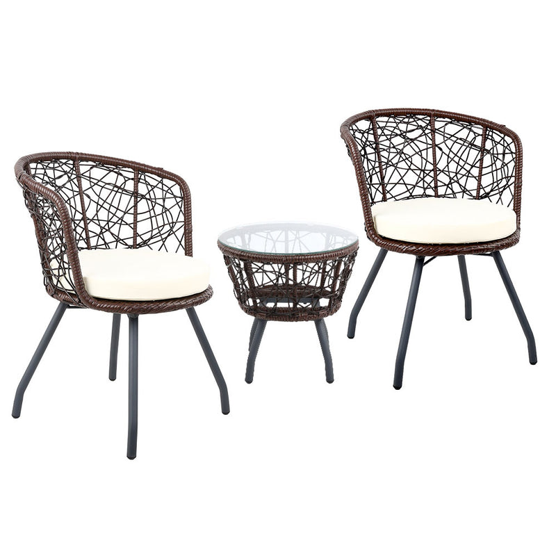 Outdoor Patio Table & Chairs - Brown