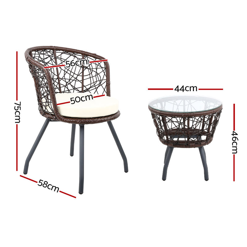 Outdoor Patio Table & Chairs - Brown