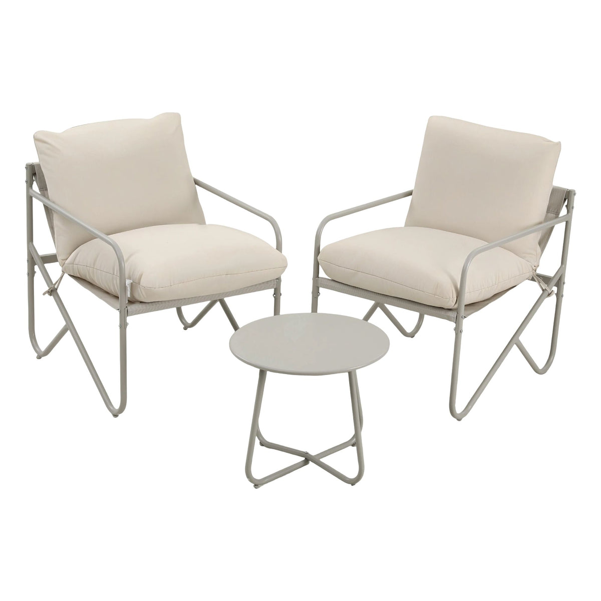 Outdoor 3 Piece Bistro Set with Conversation Table and Chairs - Khaki