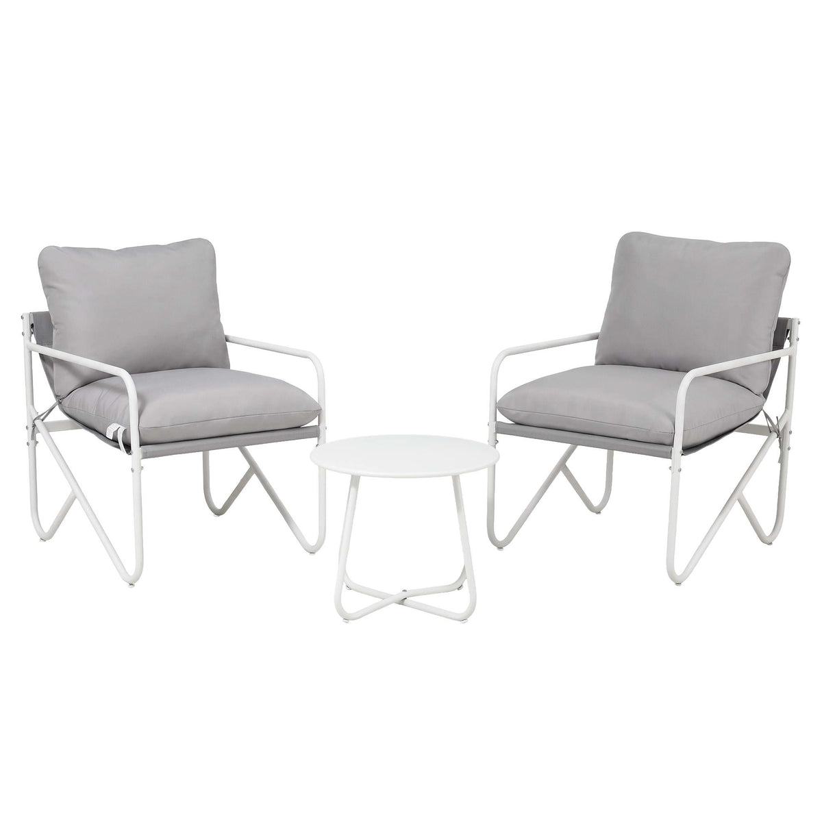 Outdoor 3 Piece Bistro Patio Set with Conversation Table and Chairs - Grey