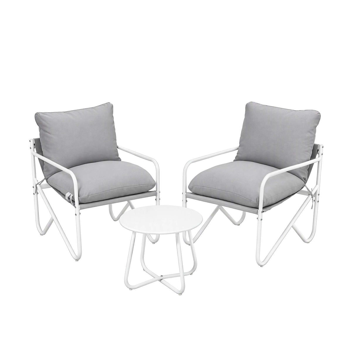Outdoor 3 Piece Bistro Patio Set with Conversation Table and Chairs - Grey