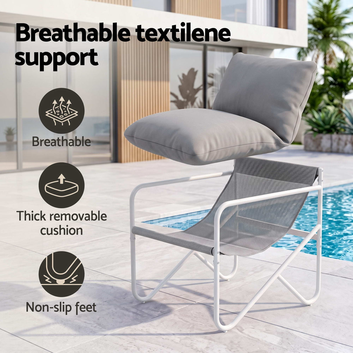 Outdoor 3 Piece Bistro Patio Set with Conversation Table and Chairs - Grey