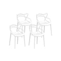 4PC Outdoor Dining Chairs PP Portable Stackable Chair Patio Furniture White