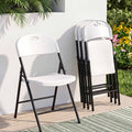 4PC Outdoor Dining Chairs PP Folding Chair Patio Garden Furniture White