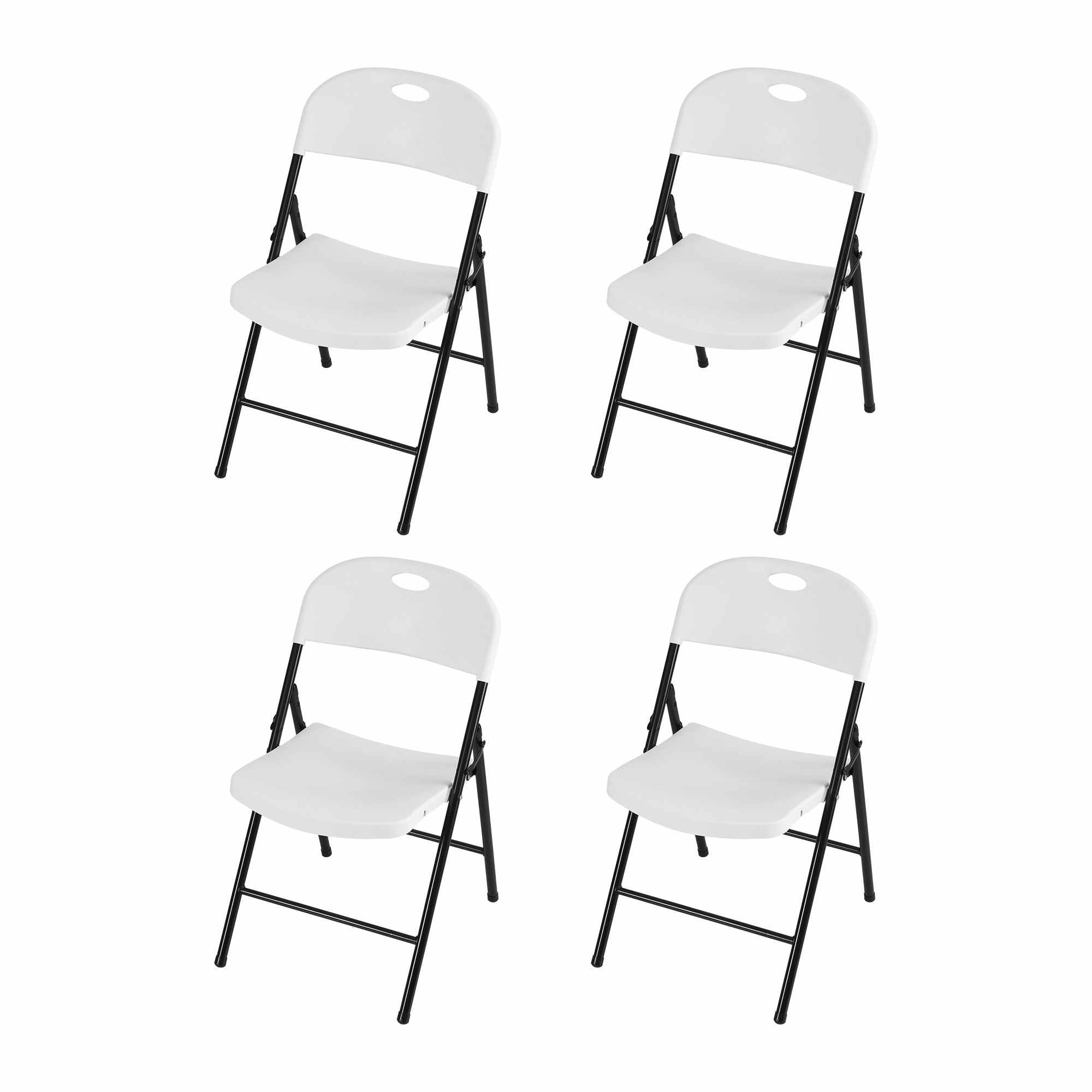 4PC Outdoor Dining Chairs PP Folding Chair Patio Garden Furniture White