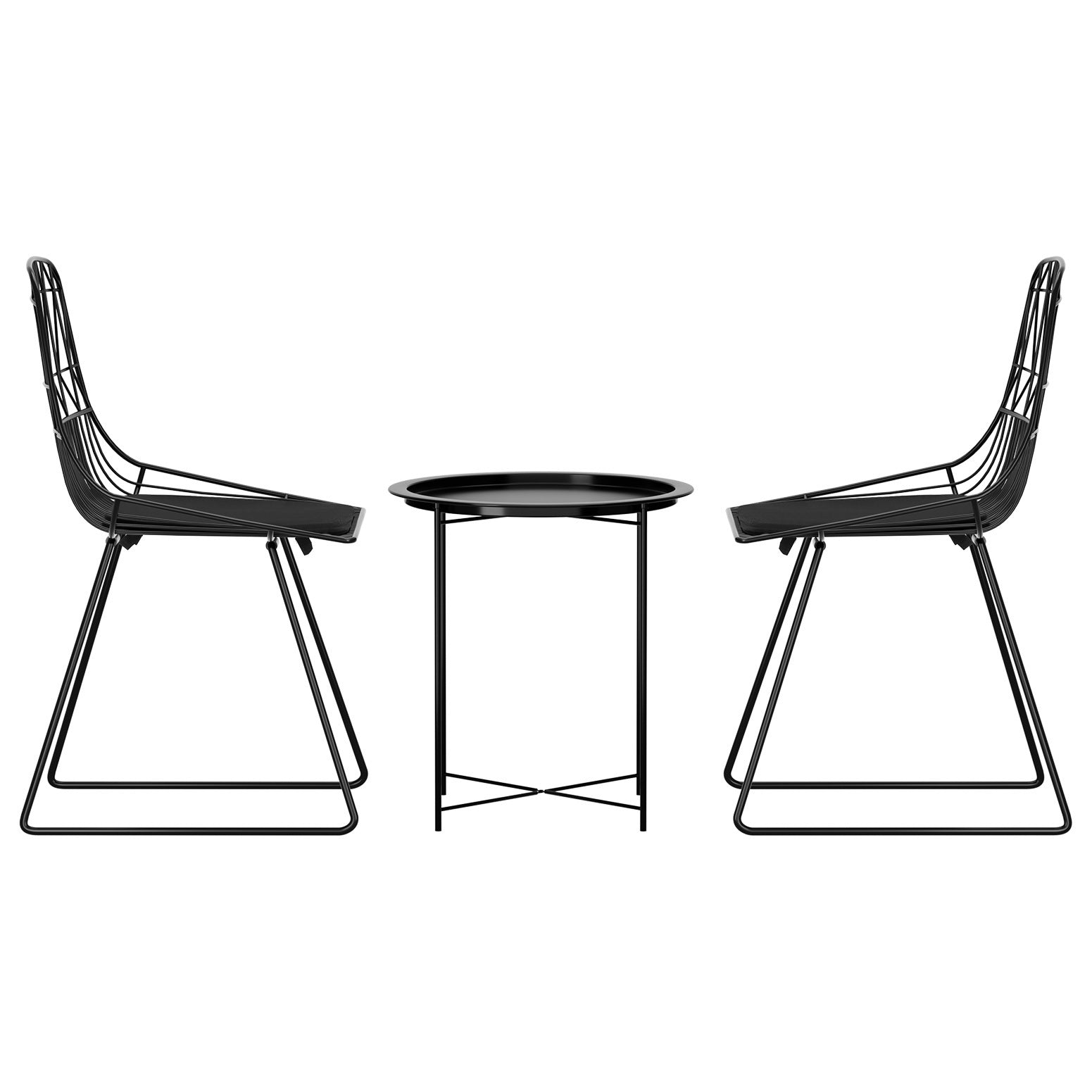 3PC Outdoor Bistro Set Patio Furniture Lounge Chairs Table Garden