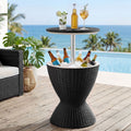 3-in-1 Cooler Bar Table with 30L Ice Bucket and Adjustable Top - Black