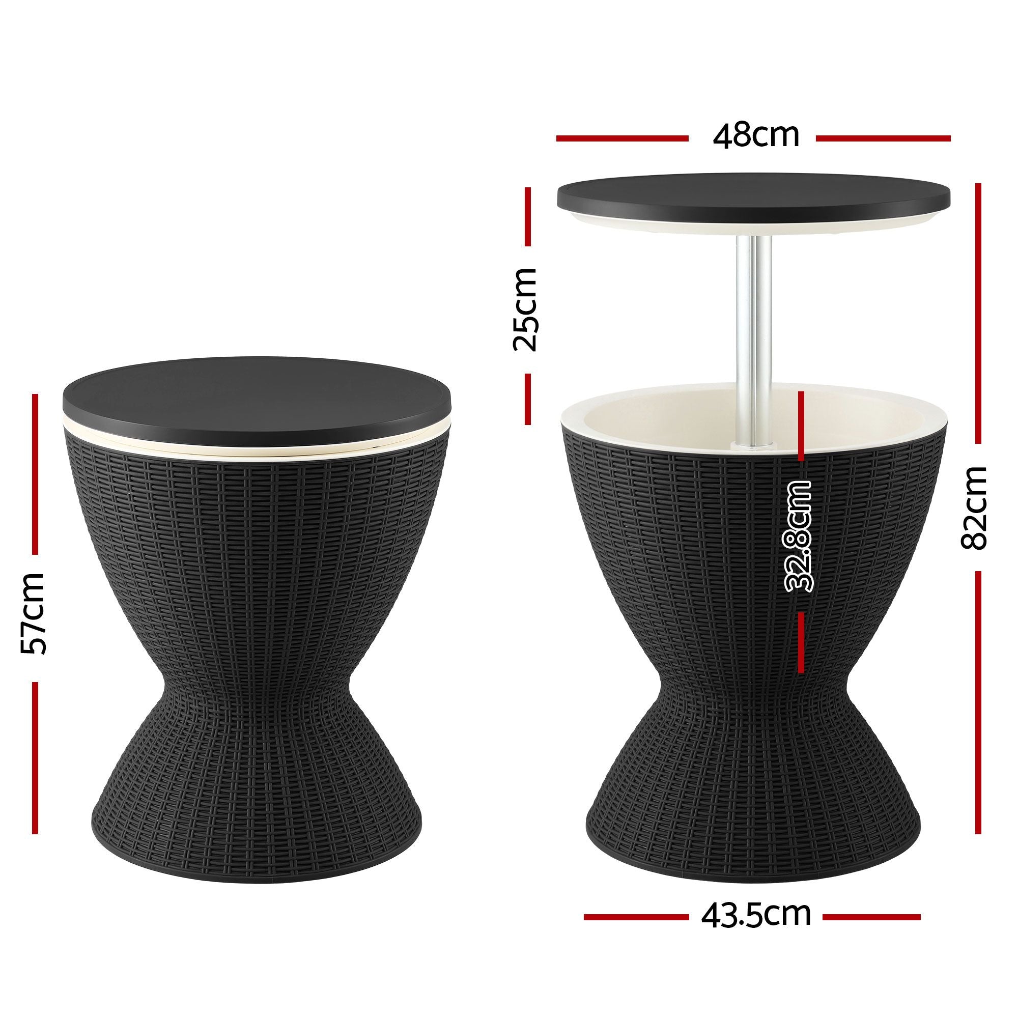 3-in-1 Cooler Bar Table with 30L Ice Bucket and Adjustable Top - Black