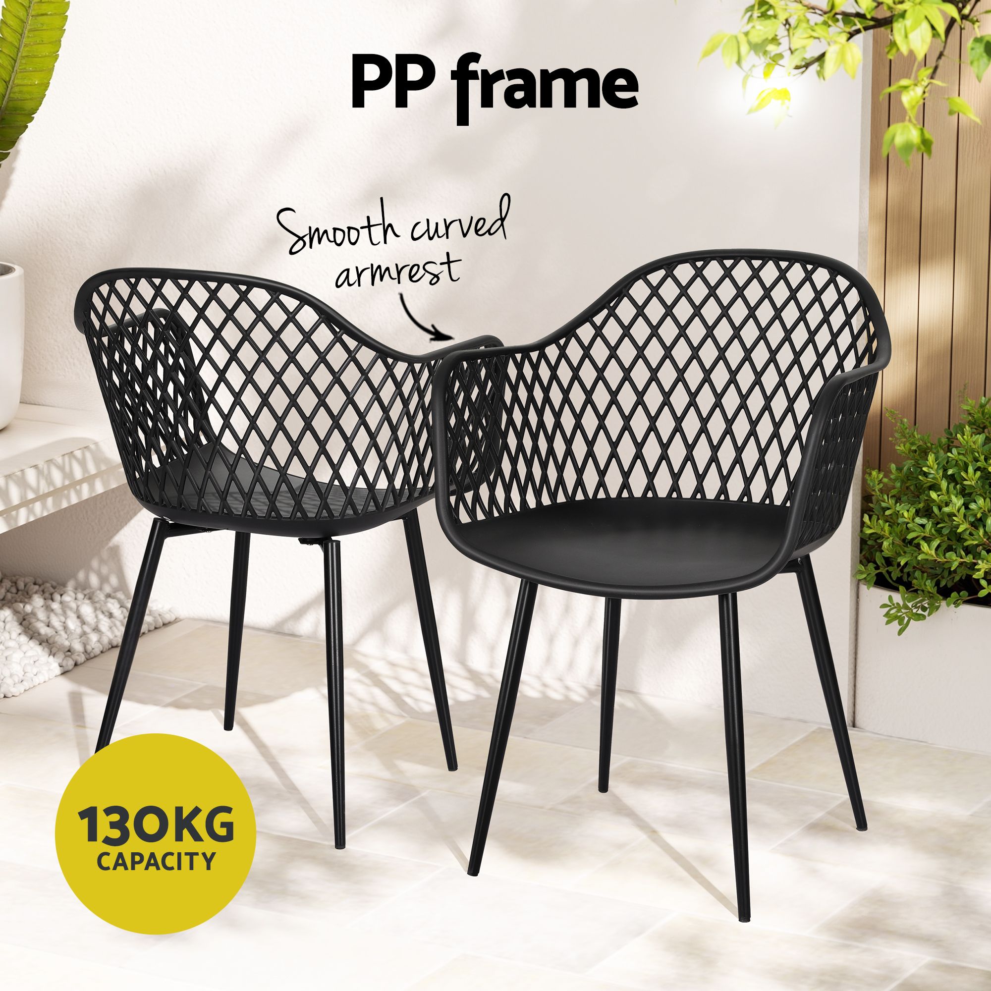 5-Piece Outdoor Dining Set with Table and Chairs for Patio and Garden - Black