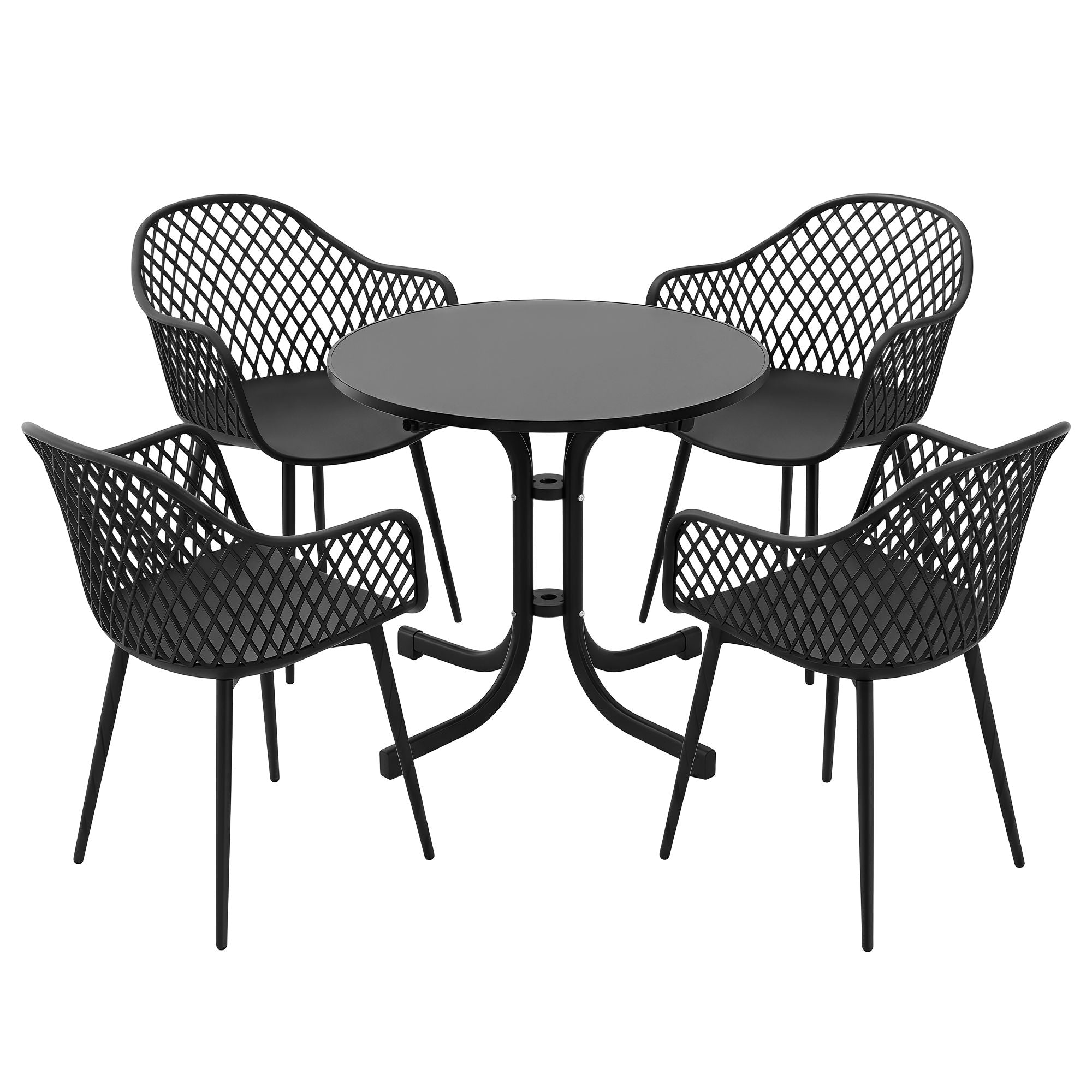 5-Piece Outdoor Dining Set with Table and Chairs for Patio and Garden - Black