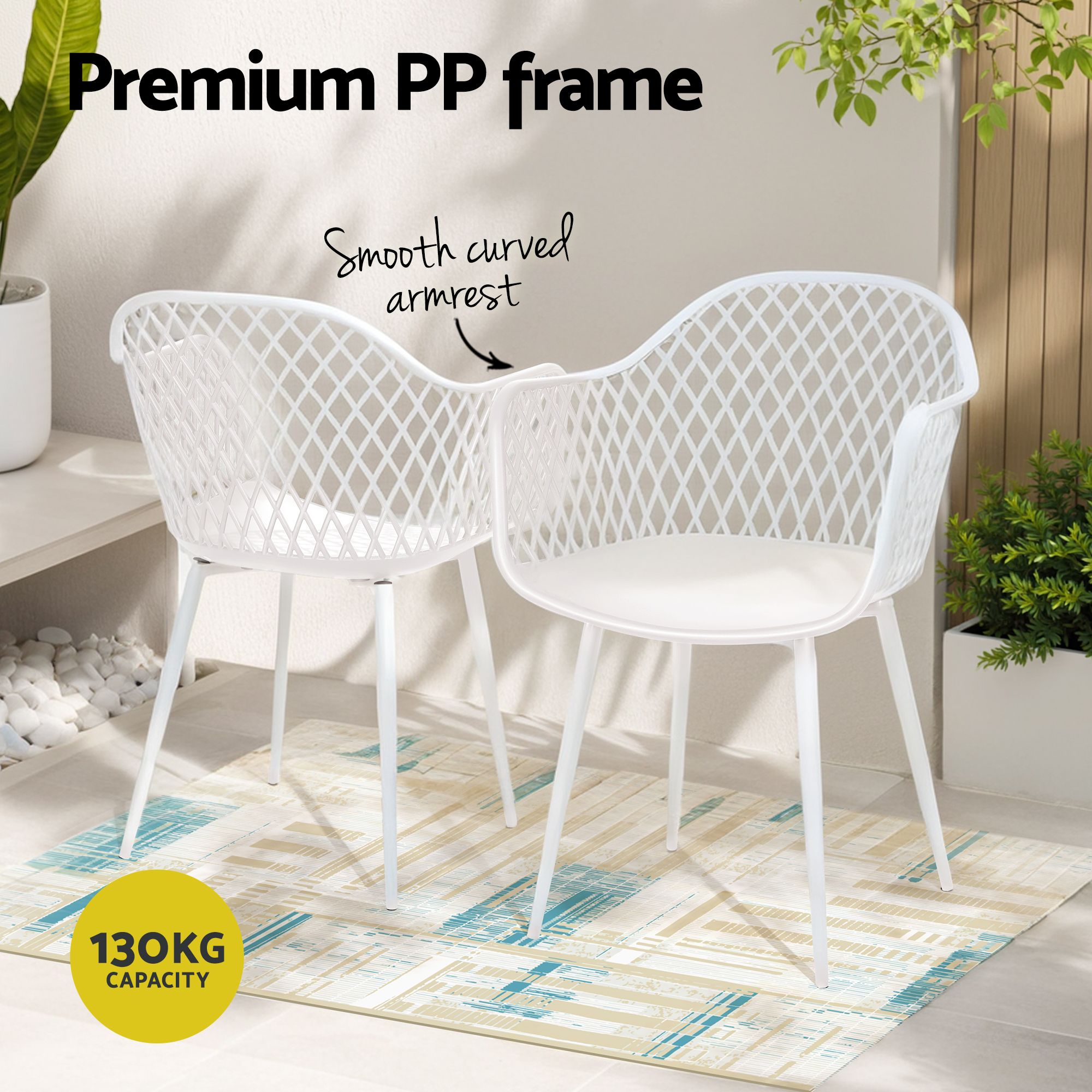 5PCS Outdoor Dining Set Table and Chairs Patio Furniture Garden Diamond White