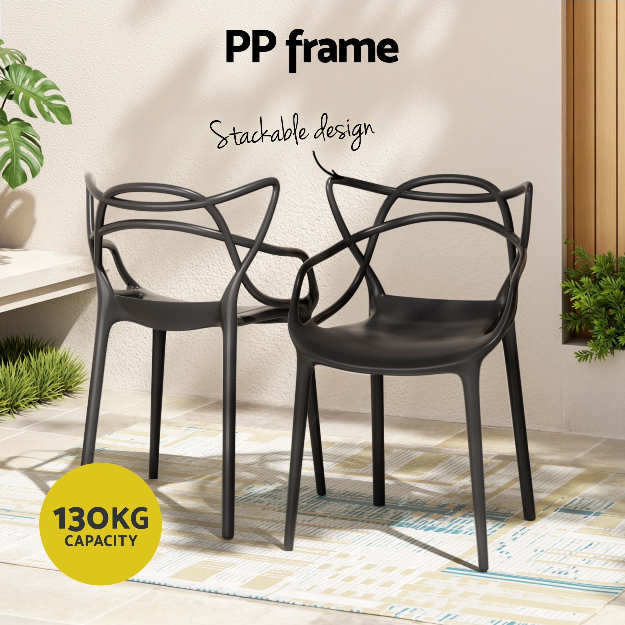 5-Piece Outdoor Dining Table and Chairs Set for Garden Patio - Black