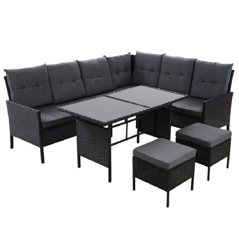 Corner Wicker Setting (Black)