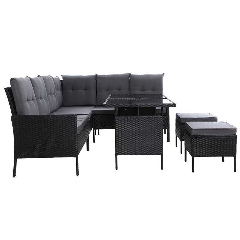 Corner Wicker Setting (Black)