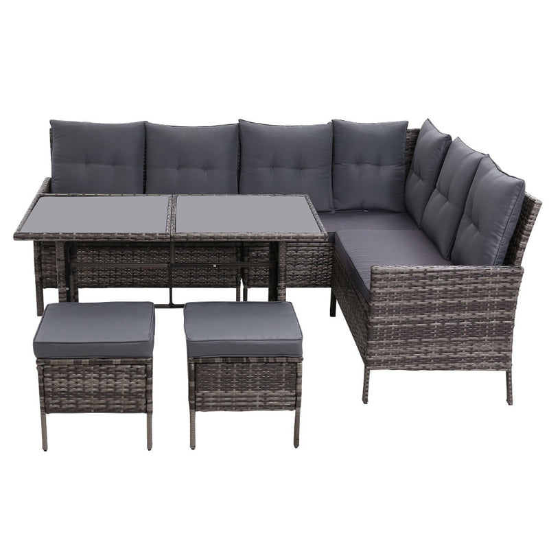 Corner Wicker Setting (Grey)