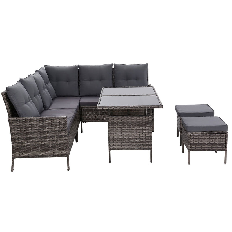 Corner Wicker Setting (Grey)