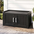Outdoor Storage Bench with Double Door Shoe Cabinet and Shelf 81cm - Black