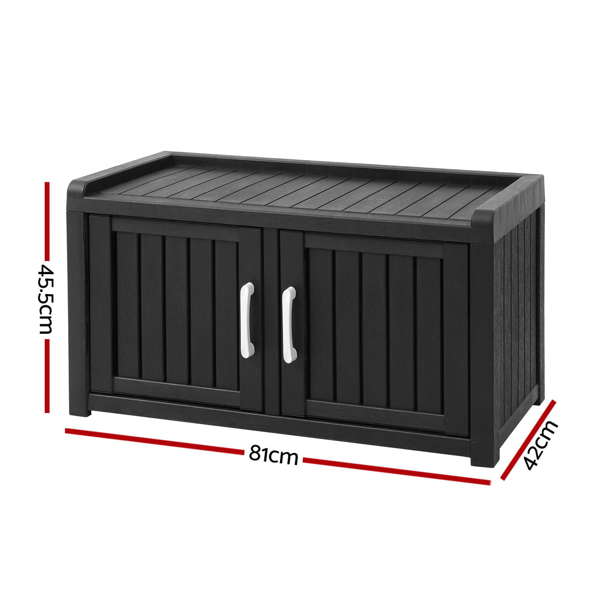 Outdoor Storage Bench with Double Door Shoe Cabinet and Shelf 81cm - Black