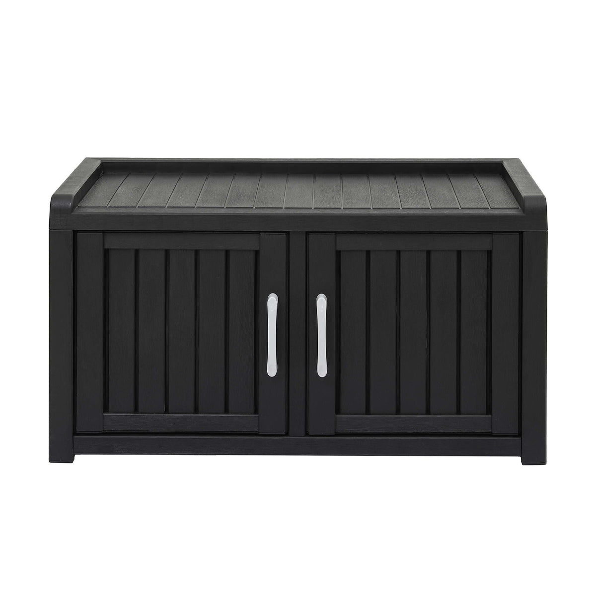 Outdoor Storage Bench with Double Door Shoe Cabinet and Shelf 81cm - Black