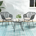 3 Piece Outdoor Wicker Furniture Setting Dark Grey & Beige